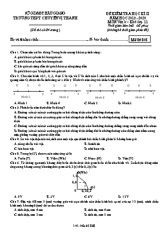 Đề kiểm tra học kì II môn Vật lý Lớp 11 - Mã đề: 808 - Năm học 2019-2020 - Trường THPT Chuyên Vị Thanh (Kèm đáp án)