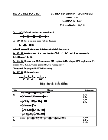 Đề kiểm tra khảo sát học sinh giỏi môn Toán Khối 8 - Năm học 2018-2019 - Trường THCS Cộng Hòa (Có đáp án)