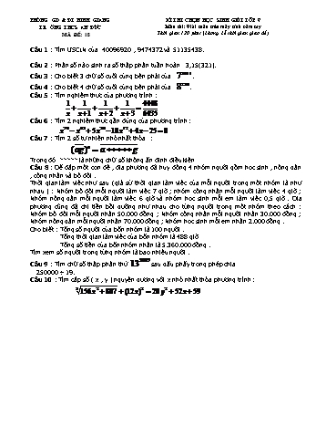 Đề thi chọn học sinh giỏi Giải toán trên máy tính cầm tay Lớp 9 - Đề số 18 - Năm học 2007-2008 - Trường THCS An Đức (Có đáp án)