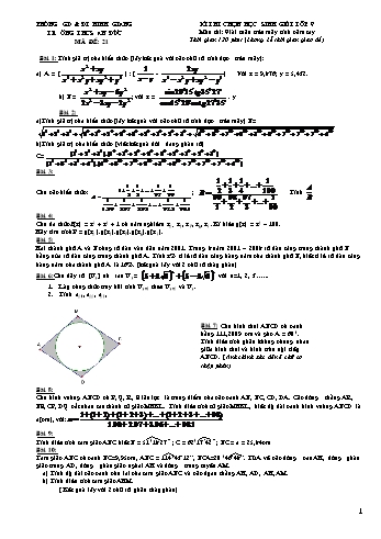 Đề thi chọn học sinh giỏi Giải toán trên máy tính cầm tay Lớp 9 - Đề số 21 - Trường THCS An Đức (Có đáp án)