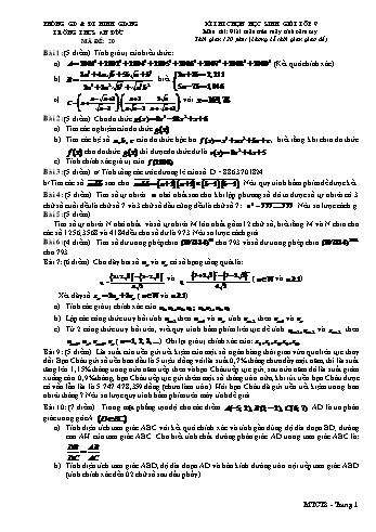Đề thi chọn học sinh giỏi Giải toán trên máy tính cầm tay Lớp 9 - Đề số 20 - Năm học 2008-2009 - Trường THCS An Đức (Có đáp án)