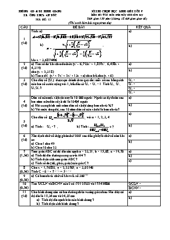 Đề thi chọn học sinh giỏi Giải toán trên máy tính cầm tay Lớp 9 - Đề số 15 - Năm học 2008-2009 - Trường THCS An Đức (Có đáp án)