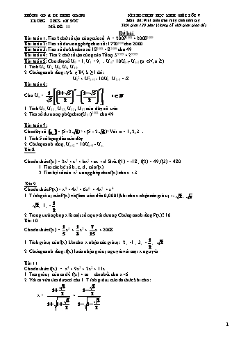 Đề thi chọn học sinh giỏi Giải toán trên máy tính cầm tay Lớp 9 - Đề số 11 - Trường THCS An Đức (Có đáp án)