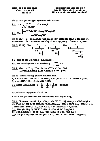 Đề thi chọn học sinh giỏi Giải toán trên máy tính cầm tay Lớp 9 - Đề số 17 - Năm học 2005-2006 - Trường THCS An Đức (Có đáp án)