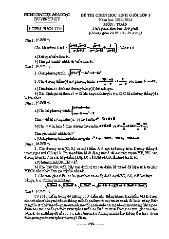Đề thi chọn học sinh giỏi môn Toán Lớp 9 - Năm học 2013-2014 - Phòng GD&ĐT Tứ Kỳ (Có đáp án)