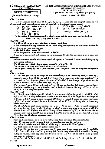 Đề thi chọn học sinh giỏi Tỉnh môn Hóa học Khối 9 THCS - Năm học 2014-2015 - Sở GD&ĐT Hải Dương (Có đáp án)