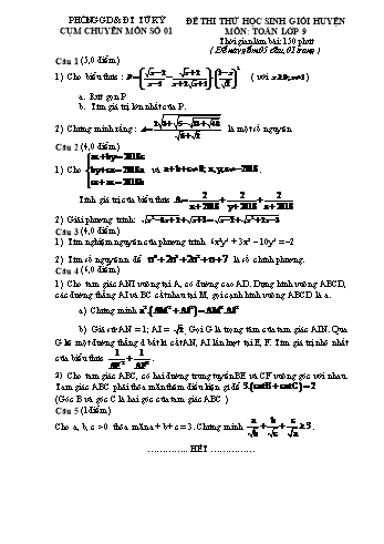 Đề thi thử học sinh giỏi Huyện môn Toán Lớp 9 - Phòng GD&ĐT Tứ Kỳ (Có đáp án)