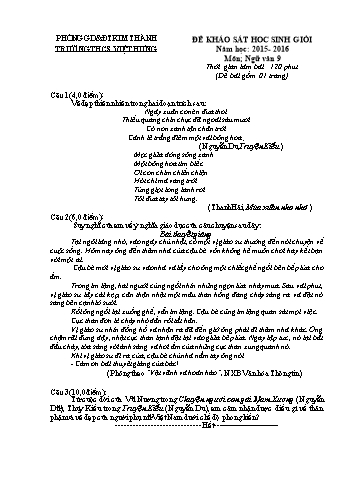 Đề thi thử học sinh giỏi môn Ngữ Văn Lớp 9 - Năm học 2015-2016 - Trường THCS Việt Hưng (Có đáp án)