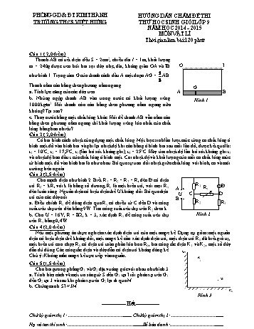 Đề thi thử học sinh giỏi môn Vật lý Lớp 9 - Đợt 1 - Năm học 2014-2015 - Trường THCS Việt Hưng (Có đáp án)