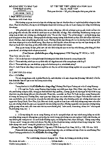 Đề thi thử THPT Quốc gia môn Ngữ Văn năm 2019 - Sở Giáo dục và Đào tạo Hậu Giang (Có đáp án)