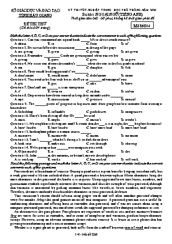 Đề thi thử Tốt nghiệp THPT môn Tiếng Anh năm 2020 - Mã đề: 804 - Sở GD&ĐT Hậu Giang (Kèm đáp án)
