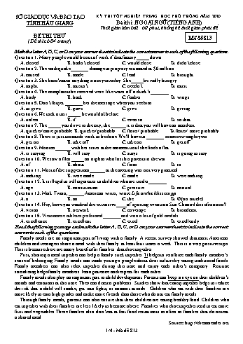 Đề thi thử Tốt nghiệp THPT môn Tiếng Anh năm 2020 - Mã đề: 813 - Sở GD&ĐT Hậu Giang (Kèm đáp án)