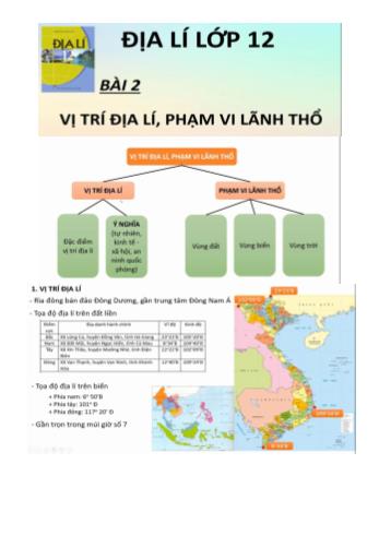 Giáo án Địa lí Lớp 12 - Bài 2: Vị trí địa lí, phạm vi lãnh thổ - Năm học 2017-2018