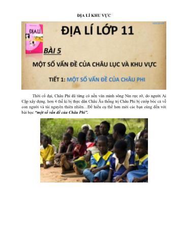 Giáo án Địa lí Lớp 12 - Tiết 1, Bài 5: Một số vấn đề của Châu lục và khu vực