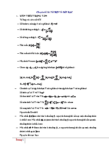 Tài liệu Bồi dưỡng học sinh giỏi môn Toán Lớp 12 - Chuyên đề 20: Tổ hợp và rời rạc