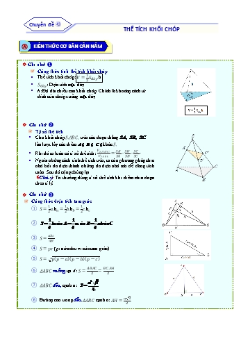 Bài tập ôn tập môn Toán Lớp 12 - Chuyên đề 43: Thể tích khối chóp - Năm học 2021-2022 (Kèm đáp án)