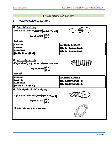 Bài tập trắc nghiệm môn Đại số Lớp 10 - Chương 1 - Bài 3: Các phép toán tập hợp (Kèm đáp án)