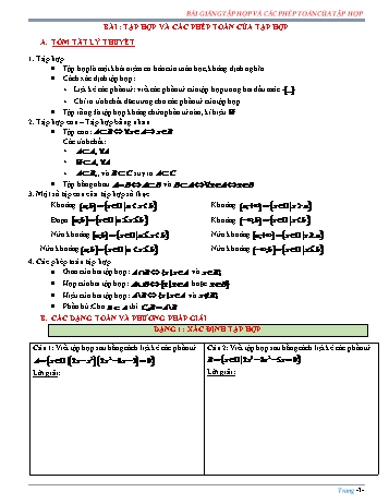 Bài tập trắc nghiệm môn Đại số Lớp 10 - Chương 1 - Bài: Tập hợp và các phép toán của tập hợp (Kèm đáp án)