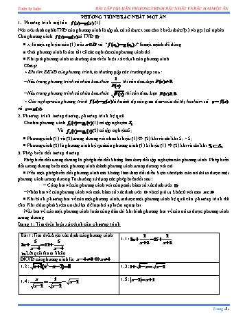 Bài tập trắc nghiệm môn Đại số Lớp 10 - Chương 3 - Bài: Phương trình bậc nhất một ẩn (Kèm đáp án)