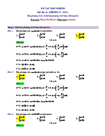 Bài tập trắc nghiệm môn Đại số Lớp 10 - Chương 4 - Bài 2: Bất phương trình và hệ bất phương trình bậc nhất một ẩn - Phạm Văn Mạnh (Có đáp án)