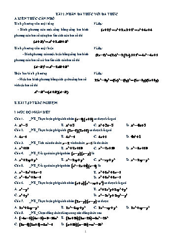 Bài tập trắc nghiệm môn Đại số Lớp 8 - Chương 1 - Bài 2: Nhân đa thức với đa thức (Có đáp án)