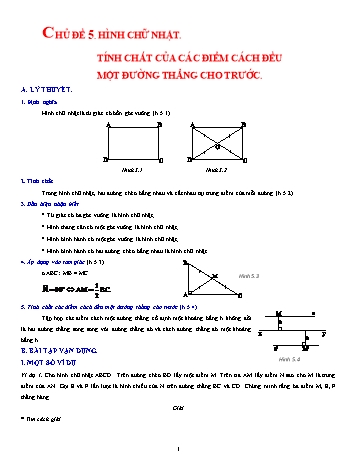 Đề cương ôn tập môn Hình học Lớp 8 - Chủ đề 5: Hình chữ nhật. Tính chất của các điểm cách đều một đường thẳng cho trước