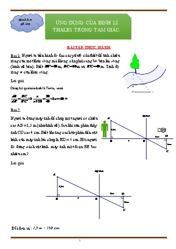 Đề cương ôn tập môn Toán Lớp 8 - Bài: Ứng dụng của định lí Thales trong tam giác
