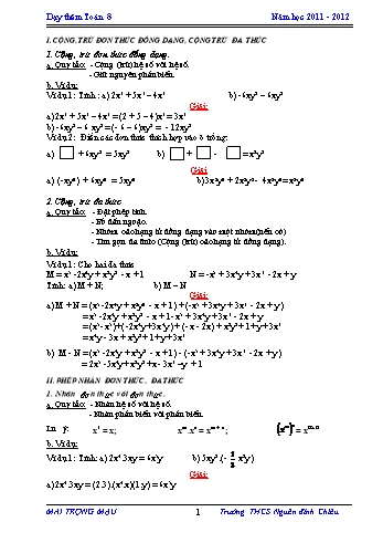 Giáo án dạy thêm Toán Lớp 8 - Buổi 1 đến 8 - Năm học 2011-2012 - Mai Trọng Mậu