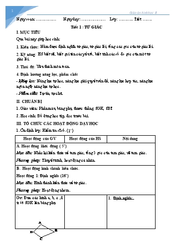 Giáo án Hình học Lớp 8 - Tiết 1 đến 19