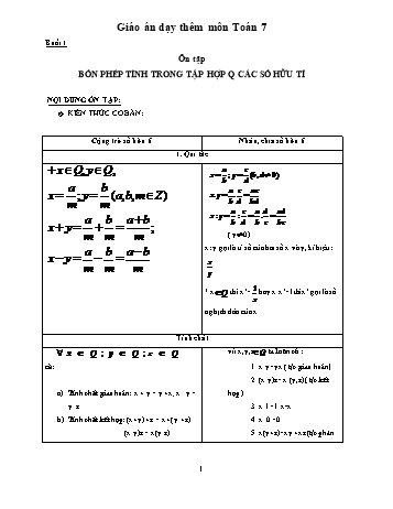 Giáo án Toán Lớp 7 - Buổi 1 đến 19