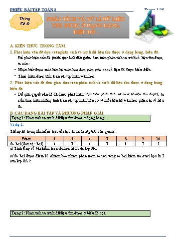 Phiếu bài tập môn Toán Lớp 8 - Bài: Phân tích và xử lí dữ liệu thu được ở dạng bảng, biểu đồ