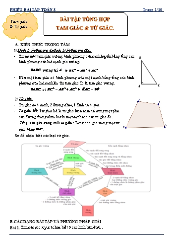 Phiếu bài tập môn Toán Lớp 8 - Bài tập: Tổng hợp tam giác & tứ giác