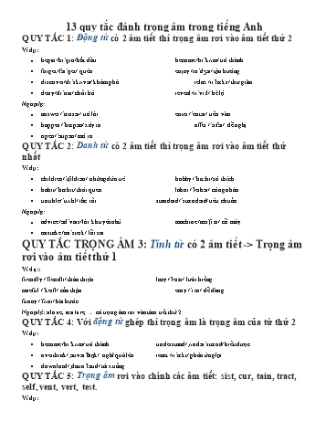 13 Quy tắc đánh trọng âm trong Tiếng Anh