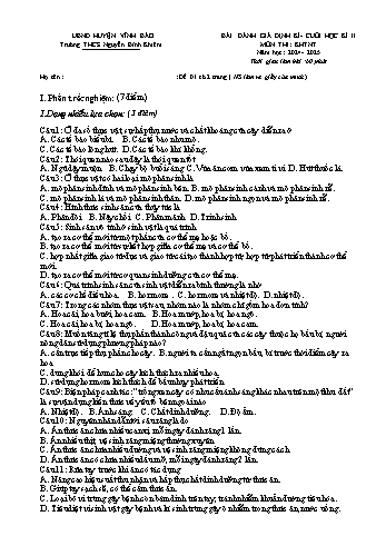 2 Bài kiểm tra đánh giá định kì cuối học kì II môn KHTN 7 - Năm học 2024-2025 - Trường THCS Nguyễn Bỉnh Khiêm