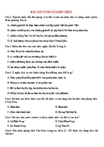 22 Câu trắc nghiệm ôn tập Lịch sử 10