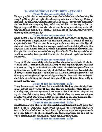 25 Đoạn văn tả một đồ chơi mà em yêu thích Tiếng Việt Lớp 2