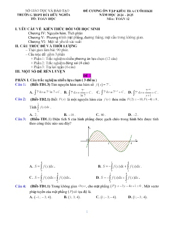 3 Đề ôn tập kiểm tra cuối học kì II Môn Toán 12 - Năm học 2024-2025 - Trường THPT Bùi Hữu Nghĩa