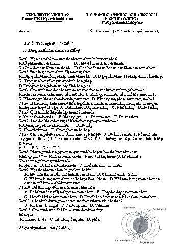 4 Đề thi giữa học kì II môn Khoa học tự nhiên 7 - Trường THCS Nguyễn Bỉnh Khiêm