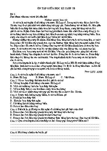4 Đề thi ôn tập giữa học kì I môn Tiếng Việt Lớp 5