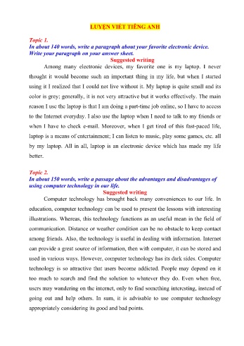 50 Topics viết luận ôn thi HSG môn Tiếng Anh