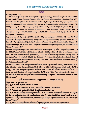 51 Đề đọc hiểu văn bản nghị luận (Có đáp án)