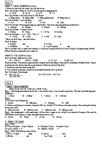 7 Đề thi ôn tập môn Toán Lớp 5