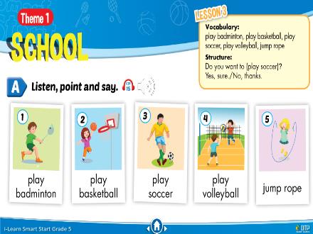 Bài giảng Tiếng Anh 5 i-Learn Smart Start - Theme 1: School (Lesson 3)