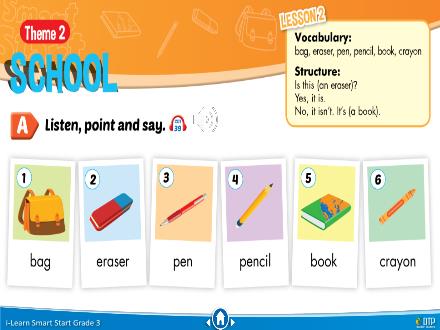 Bài giảng Tiếng Anh Lớp 3 i-Learn Smart Start - Theme 2: School (Lesson 2)
