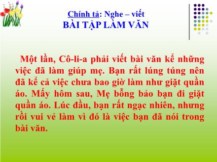 Bài giảng Tiếng Việt 3 (Chính tả) - Bài: Bài tập làm văn