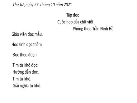 Bài giảng Tiếng Việt 3 (Tập đọc) - Bài: Cuộc họp của chữ viết - Năm học 2021-2022 - Cao Văn Phương