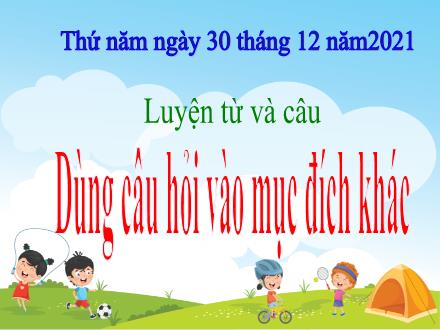 Bài giảng Tiếng Việt 4 (Luyện từ và câu) - Bài: Dùng câu hỏi vào mục đích khác - Năm học 2021-2022