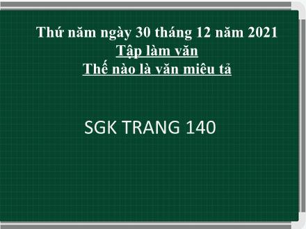 Bài giảng Tiếng Việt 4 (Tập làm văn) - Bài: Thế nào là văn miêu tả? - Năm học 2021-2022