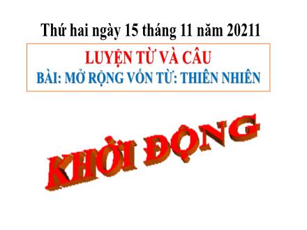 Bài giảng Tiếng Việt 5 (Luyện từ và câu) - Bài: Mở rộng vốn từ Thiên nhiên - Năm học 2021-2022