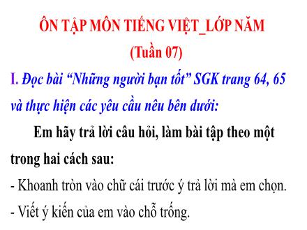 Bài giảng Tiếng Việt 5 - Tuần 7: Ôn tập